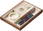 Black Walnut Wood Jewelry Tray with Velvet Lining, Multi-Functional Jewelry Organizer for Rings, Earrings, Necklaces & Bracelets, Drawer Jewelry Storage & Display Tray