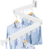 Clothes Drying Rack Wall Mounted Retractable, Aluminum Collapsible Laundry Organizer, Space-Saver Hanger Holds Quilts for Bedroom Bathroom Balcony (White)