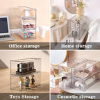 MANO 2Pack Clear Fridge Drawers Pull Out Stackable Refrigerator Drawer Organizer Bins Pantry Storage Box Plastic Food Containers for Kitchen Bathroom Office Closet(X-Small)