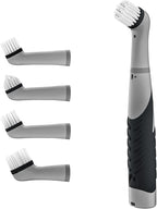 Electric Cleaning Brush with 4 in 1 Multiple Brush Heads, Indoor Household Cordless Motorized Brush for Bathroom Toilet Kitchen Tile Crevice(Black)