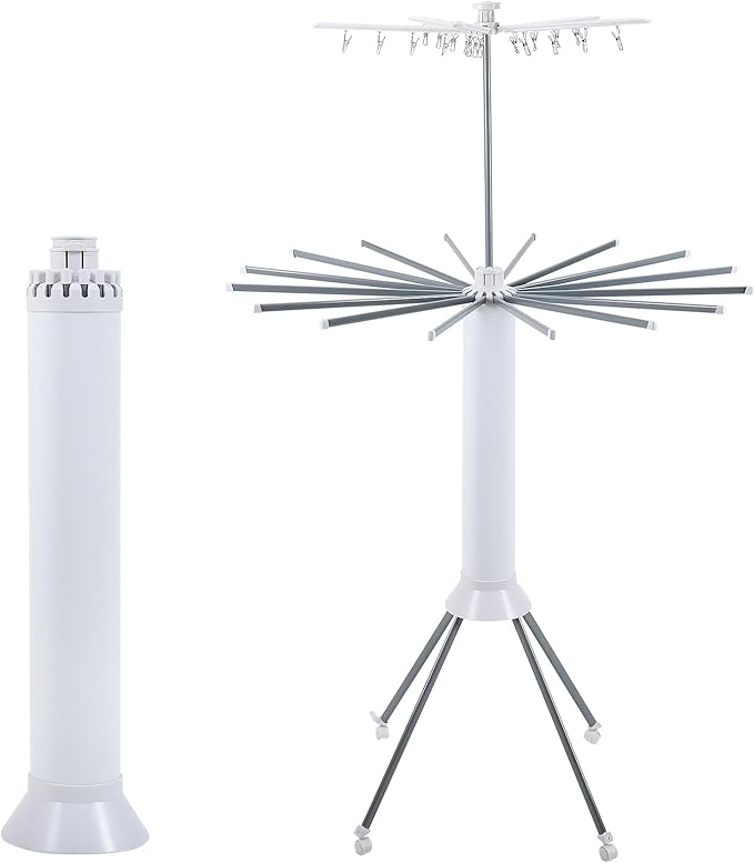 4-Legged Clothes Drying Rack Foldable,Octopus-Shaped Portable Laundry Drying Rack,Outdoor and Indoor Collapsible Drying Rack with 4 Pulleys,2 Tier