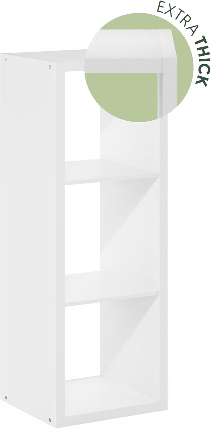 Furinno Cubicle Open Back Decorative Cube Storage Organizer, 3-Cube, White