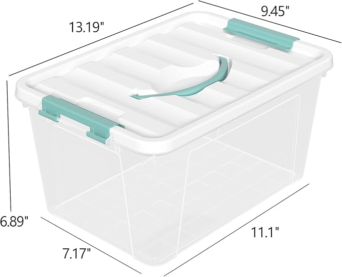 6-Pack Clear Storage Latch Bins, 14 L Plastic Storage Boxes with Lid