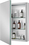 Quavikey Bathroom Medicine Cabinet with Mirror, Aluminum Surface Mount or Recessed Mirror Medicine Cabinet 20x26 Inch, Silver