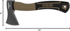 KSEIBI Outdoor Camping Hatchet with Sheath for Splitting and Kindling Wood, Forged Steel Blade with Anti-Slip and Shock Reduction Handle Great Throwing Axes and Hatchets (Tuscan Brown)