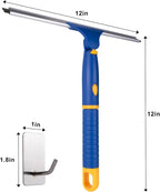 ITTAR 12 inch Rotatable Shower Squeegee for Glass Doors, Multi-Purpose Window Squeegee with Hook & Refill Rubber Blade, Bathroom Cleaner Tool for Shower Door Window Mirror Wall Car Windshield