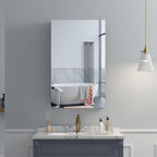 Quavikey Bathroom Medicine Cabinet with Mirror, Aluminum Surface Mount or Recessed Mirror Medicine Cabinet 16x26 Inch, Silver