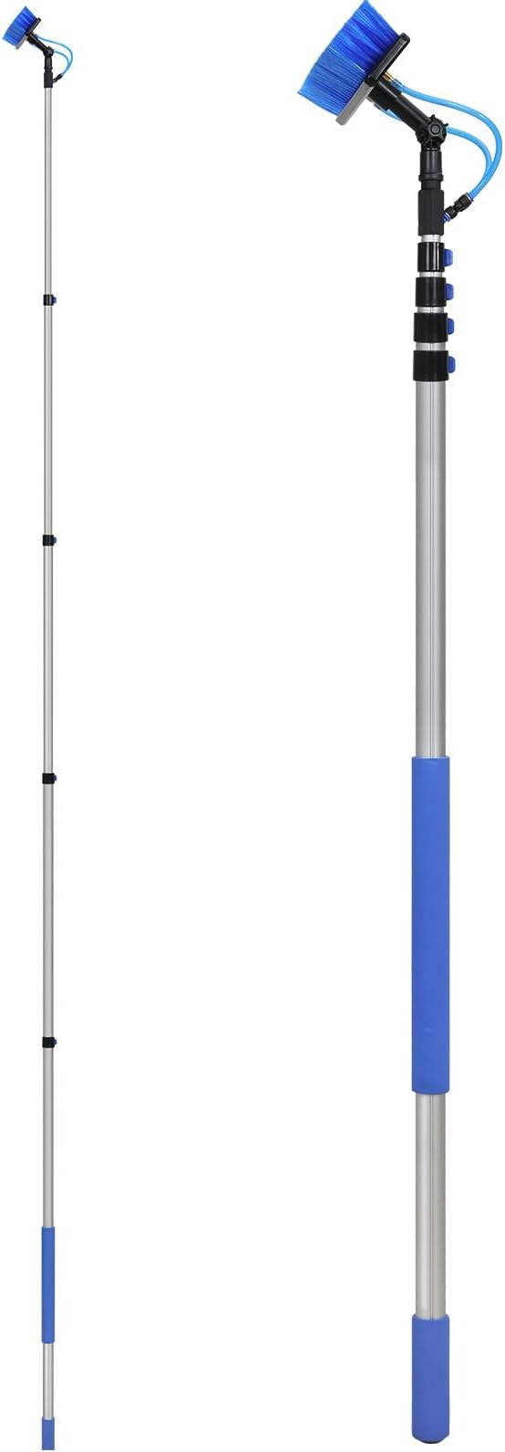 VEVOR Water Fed Pole Kit, 24FT Solar Panel Cleaning Pole with Extendable Handle, 180° Rotatable Brush Head & 65.6FT Hose, Household & Outdoor Window Cleaner Tool for Caravan Solar Panel Deck