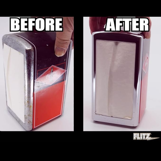 Flitz Multi Purpose Metal Polish Liquid - 7.6oz Bottle of USA-Made Tarnish Remover - For Aluminum, Chrome, Brass, Nickel, Silver - Non-Abrasive Metal Cleaner and Polish, Restorer (1 Pack)