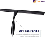 14'' Shower Squeegee, TOOVEM Squeegee for Shower Glass Door for Glass Doors, Windows, Bathroom, Car Windshield, Black