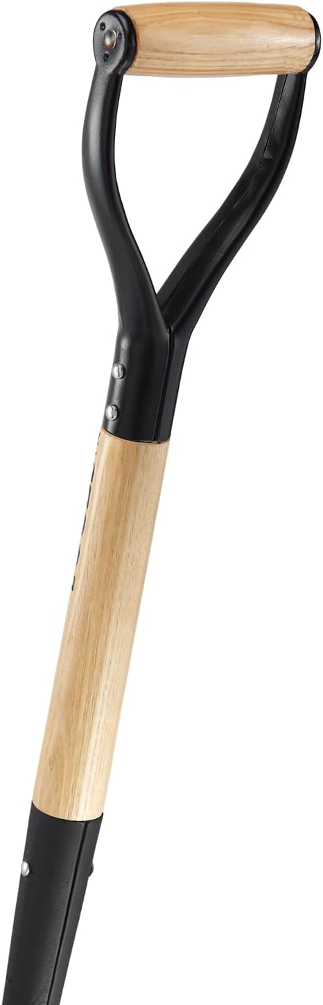Heavy-Duty Digging Spade. Thick One Piece Forged Steel Blade and Firmly Riveted Lightweight Very Strong Graceful Ash-Wood Handle. Weight 6.5 lb. Height 41 inch. Blade 8 x 12 inch.