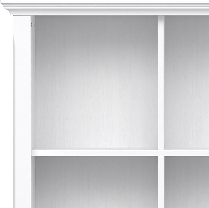 SIMPLIHOME Acadian Bookcase - 44 inch Tall 9-Cube Solid Wood Cube Organizer in White, Transitional Bookcase Storage for Living Room, Study Room or Office with Fixed Shelves and Tapered Legs