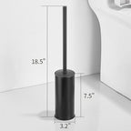 Freestanding Toilet Brush Holder for bathrooms 304 Stainless Steel Toilet Brush Stand Round Storage and Organization Rust Resistant 18-inch high Matte Black Finished