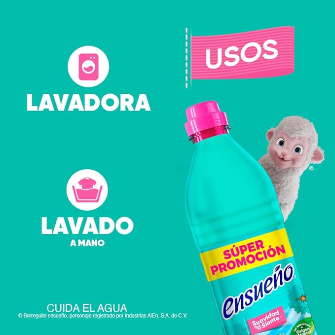 ENSUEÑO Turquesa Fabric Softener, Plant-Based Softness, 1L, Pack of 3