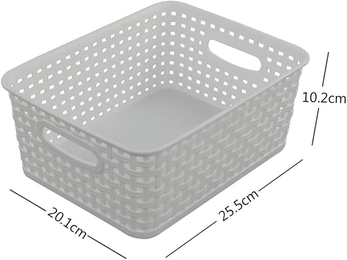 Pekky White Plastic Storage Basket, Kitchen Organizer, Set of 6