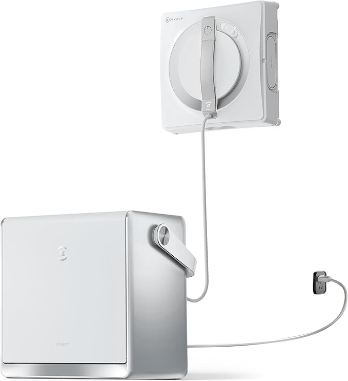 ECOVACS WINBOT W2 PRO Omni Portable Window Cleaning Robot with Multi-Functional Station, Charging While Working, Intelligent Cleaning with Triple Nozzle Water Sprayer, 12-Level Protection