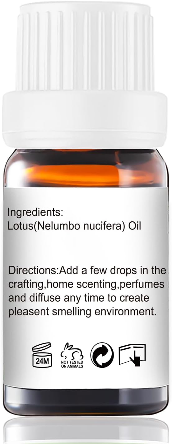 Lotus Essential Oil - Pure Natural Fragrance for Aromatherapy, Perfume Making, Candles, Soap, Room Spray, Diffuser Blends - Organic, 10mL Undiluted