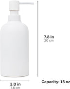 Matte White Soap Dispenser for Bathroom, 15oz Round Rustproof Liquid Hand Dish Soap Dispenser Pump for Kitchen Sink, Countertop, and Bathroom