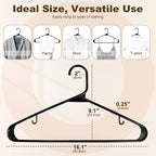HOUSE DAY Black Plastic Hangers 50 Pack, Plastic Clothes Hangers with Built-in Hooks, Durable and Strong Plastic Coat Hangers for Closet, Space Saving Clothing Hanger for Shirts, Coats, Skirt, Dress