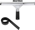6 Pcs 12'' Professional Steel Window and Glass Squeegee with Replacement Rubber Glass Cleaning Heavy Duty Squeegee for Window Cleaning Streak Free Results