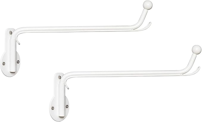 Mkono Wall Mounted Clothes Hanger with Swing Arm Holder Valet Hook Metal Hanging Laundry Drying Rack Space Saver for Closet Organizer, Laundry Room Organization Bathroom, Bedroom,2 Pcs, White