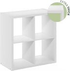 Furinno Cubicle Open Back Decorative Cube Storage Organizer, 4-Cube, White