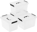 10 Quart Clear Plastic Storage Boxes with Handle, 4-Pack Clear Plastic Storage Bins with Lids