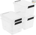 50 Quart Large Storage Boxes with Wheels, 4-Pack Clear Plastic Storage Bins with Lids