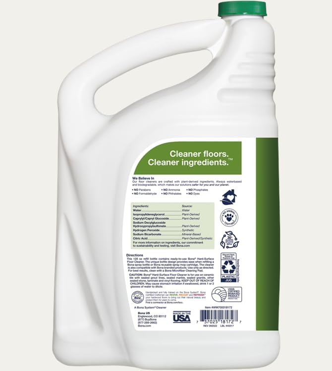 Plexon Microfiber Cleaning Cloth with Stone Tile and Laminate Floor Spray Cleaner 36 Fl Oz and 128 Fl Oz. for Bona Cleaner Spray Refill