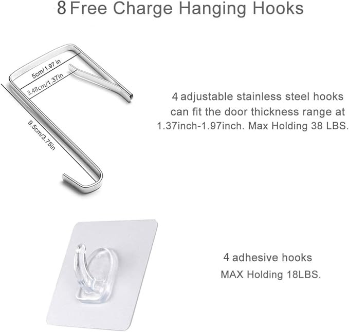 XL Hanging Hamper, Over The Door Hamper with Free Hanging Hooks, Space Saving Over Door Laundry Bag and Laundry Basket for Storage, 2 Pack, (36x22Inch Pop Heather Grey)