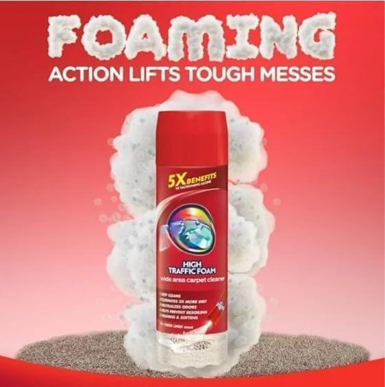 Resollve High Traffic Carpet Cleaner Foam, Unscented, 3X Dirt Removal, Stain-Resistant Carpet Solution and Odor Remover, 22 oz, 1 pack