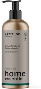 ATTITUDE Dish Soap, EWG Verified, Plant and Mineral-Based Ingredients, Vegan and Cruelty-free Household Products, Lavender and Rosemary, 16 Fl Oz