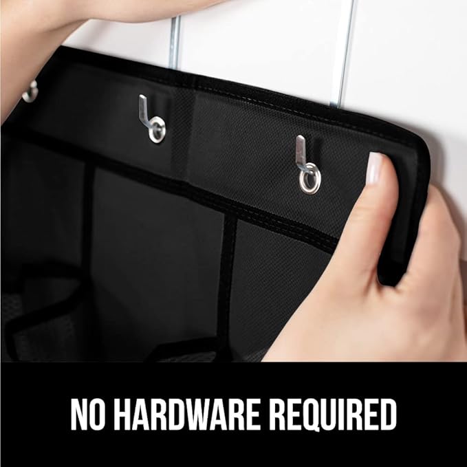 GORILLA GRIP Over the Door Shoe Organizer, 12 Large Breathable Mesh Pockets, Space Saving Hanging Storage Holder, 2 Hook Closet Rack Hanger, Hangs on Closets for Shoes, Accessories, 64H x 9.5W Black