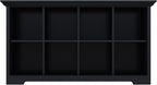 Cube Shelf Bookcase with Base - Wooden 2 Tiers Floor Standing Low Storage Cabinet for Home and Office, 8-Cube Lattice Bookshelf, Black