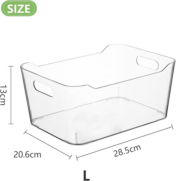 Plastic Storage Bins, Large - 4 Pack, Fridge Storage Containers, Clear Plastic Bins For Fridge, BPA-Free Clear Storage Bins for Fridge, Freezer, Cabinet, Kitchen, Pantry 11 x 8 x 5 inch