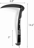 Folding Sickle, Two Section Foldable Scythe with Wooden Handle, Sheath, 2 Sections Foldable Sickle Knife, Weeder, Manual Garden Tool for Weeding Farming