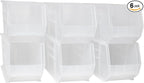 Akro-Mils 30265 AkroBins Plastic Storage Bins, Space-Saving Stackable Bins for Garage, Pantry, Craft Organization, 18-" x 8.25-" x 9-", Clear, 6-Pack