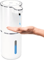 Automatic Soap Dispenser Touchless,Liquid Hand Soap Dispenser 12.8oz USB 4levels Adjustable Dispenser Electric Wall Mounted Smart for Bathroom and Kitchen Dish Soap，Easy for Toddlers(White)