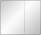 Black Bathroom Mirror Medicine Cabinet with Round Corner Framed Door 30 x 25.6 inch, Recessed or Surface Mount, with Adjustable Glass Shelves