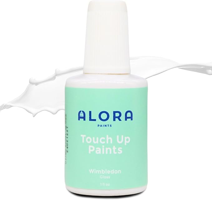 Alora Touch Up Paint Repair Kit for Chips, Scratches, Cracks on Drywalls, Concrete, Metal, Brick, Fiberglass, Laminate Composites, and Existing Painted Surfaces, Gloss White, 1 Fl Oz