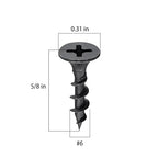 (532 pcs)#6X5/8 Black Fastener Drywall Screws-Phillips with coarse Threaded tip, Black, Suitable for Drywall Slate, Wood, etc.(1 pounds)