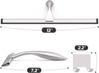 All-Purpose Stainless Steel Shower Squeegee for Glass Doors with Adhesive Hooks, Squeegee for Shower Glass, Bathroom Household Cleaner Tool for Window Mirror Tile Wall Car, 12 inch, Silver