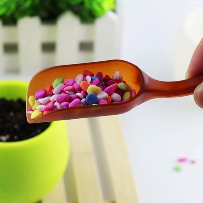 10Pcs Colorful Plastic Mini Gardening Shovel Spoons Soil Scoops, Succulent Sand Scoops/Cultivation Digging Transplanting Tools for Succulents Potted Flowers (Brown)