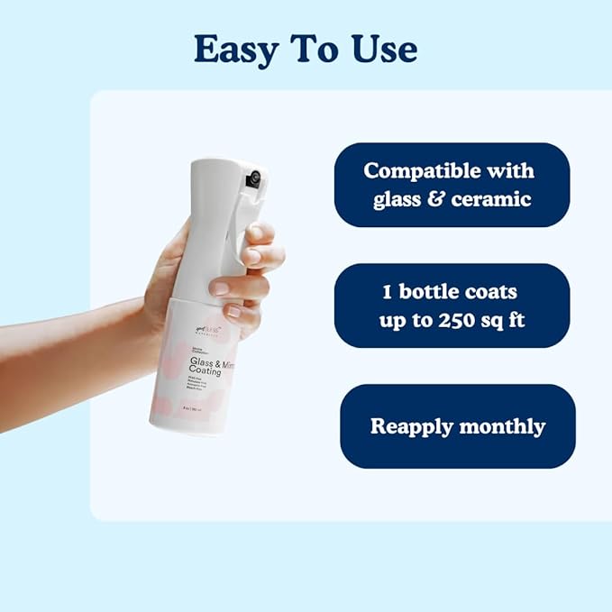 spotLESS MATERIALS Glass & Mirror Protective Coating - Easy-Clean, Stain-Resistant, Anti-Residue Barrier for Bathroom Surfaces
