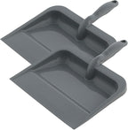Superio Plastic Dustpan with Handle for Home, 2 Pack - 10-inch Wide Durable Dust Pan Only with Comfort Grip Handle, Grey