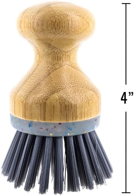 Beille 1pc Dish Brush with Bamboo Palm Handle and Heavy Duty Bristles Kitchen Essentials
