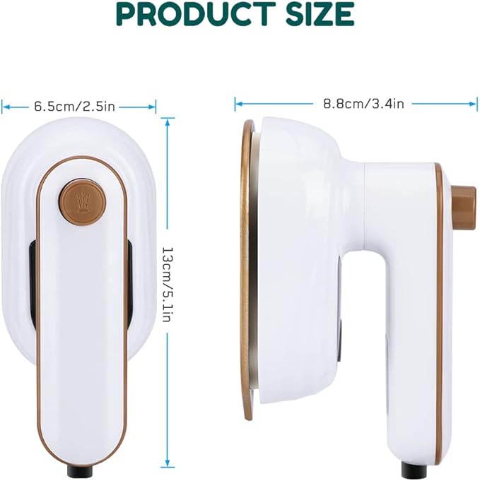 Portable Handheld Iron, Brynnl Mini Handheld Steamer Iron for Clothes, 180°Rotatable Travel Garment Steamer, Mini Ironing Machine Support Dry & Wet Ironing for Home,Travel,Gifts (white)