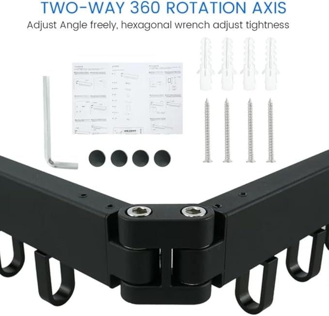 Clothes Drying Rack Wall Mounted Retractable, Aluminum Collapsible Laundry Organizer, Space-Saver Hanger Holds Quilts for Bedroom Bathroom Balcony (Black)