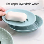 WYOK 2-Pack Soap Dish with Drain Plastic Sponge Holder Easy Cleaning Soap Saver Tray Caddy Keep Dry Stop Mushy for Shower Bathroom Kitchen(Grey)