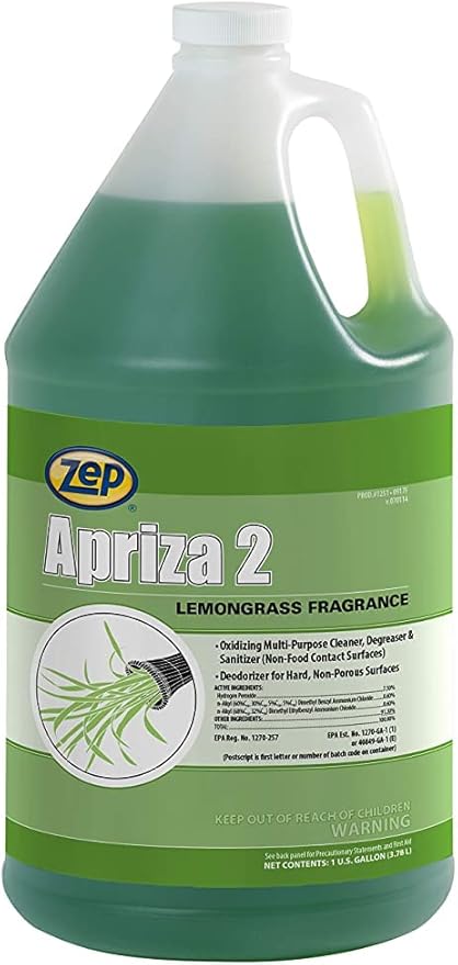 Zep Apriza 2 Multi-Purpose Cleaner - 1 Gallon (Case of 4) 125124 - Oxidizing, Degreaser, Deodorizer, and Sanitizer